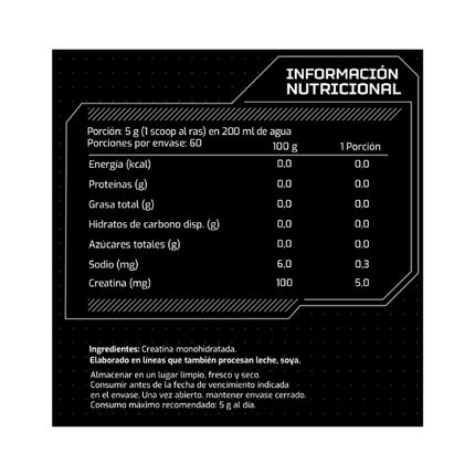 Creatina Monohidratada, Sin Sabor, 300g