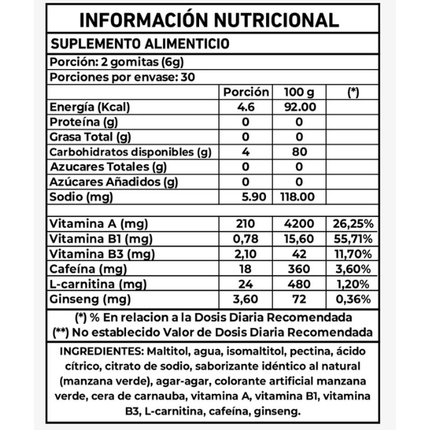 Energy Gummies, Sabor Manzana Verde, 60 gomitas