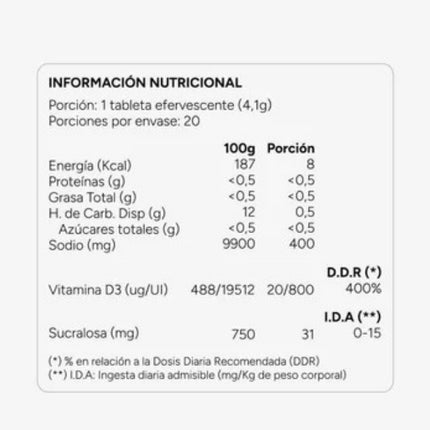 Vitamina D3 800 UI, Sabor Manzana, 20 tab.