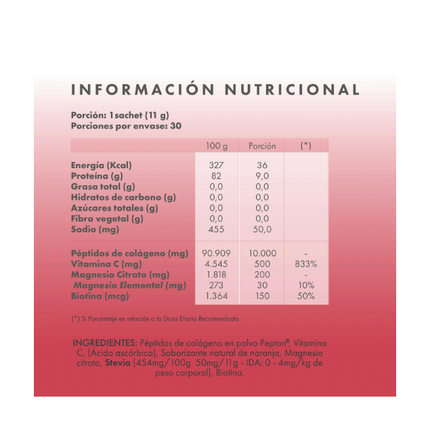 Peptidos De Colageno, Sabor Naranja, 30 Sachets