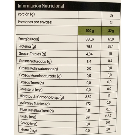 Proteina Plant Based Vegana, Sabor Natural, 1kg