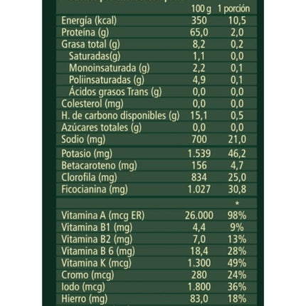 Spirulina Nature en Polvo, 100% Orgánica, 200 g