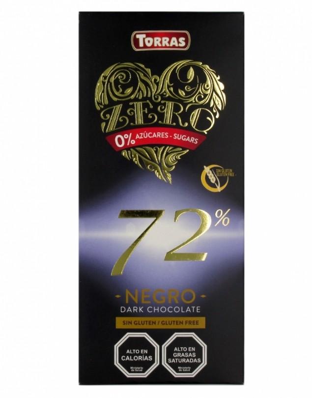 Barra de Chocolate «Zero» Dark 72% Cacao, sin Azúcar Añadida y sin Gluten, 100 g