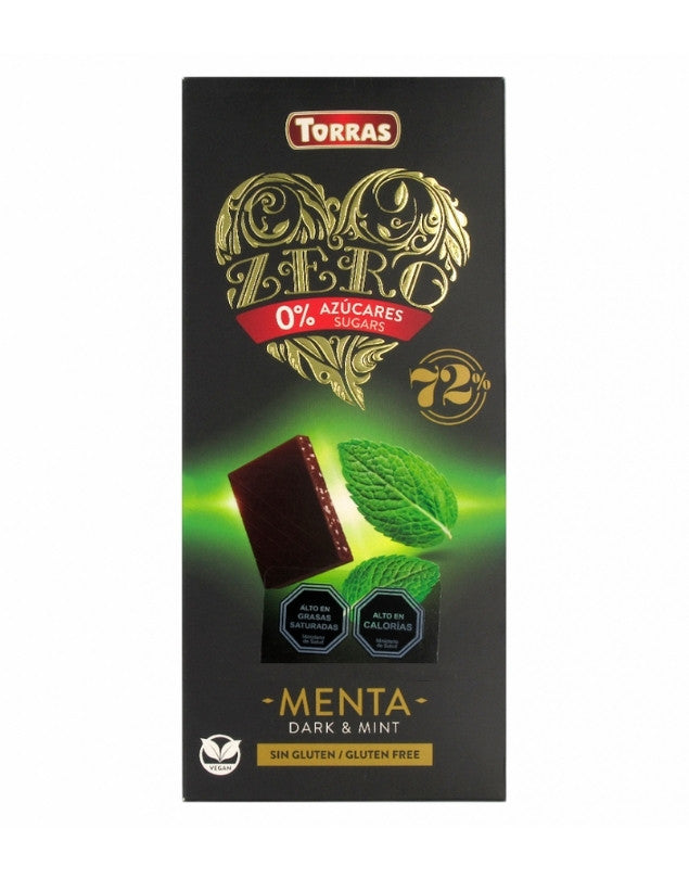 Chocolate y Menta 72 Cacao «Zero» con Menta, sin Azúcar Añadida y sin