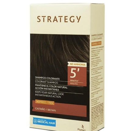 Shampoo Colorante para Hombres, sin Amoniaco, Shampoo Color 30 ml + Aplicador 30 ml, Castaño