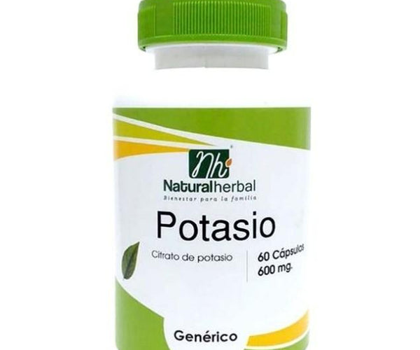 Potasio, 60 Cápsulas 600 Mg, Natural Herbal