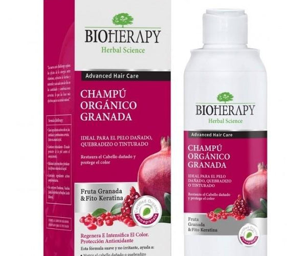 Shampoo Granada Orgánico Cabello Dañado, Quebradizo o Tinturado, 330 ml