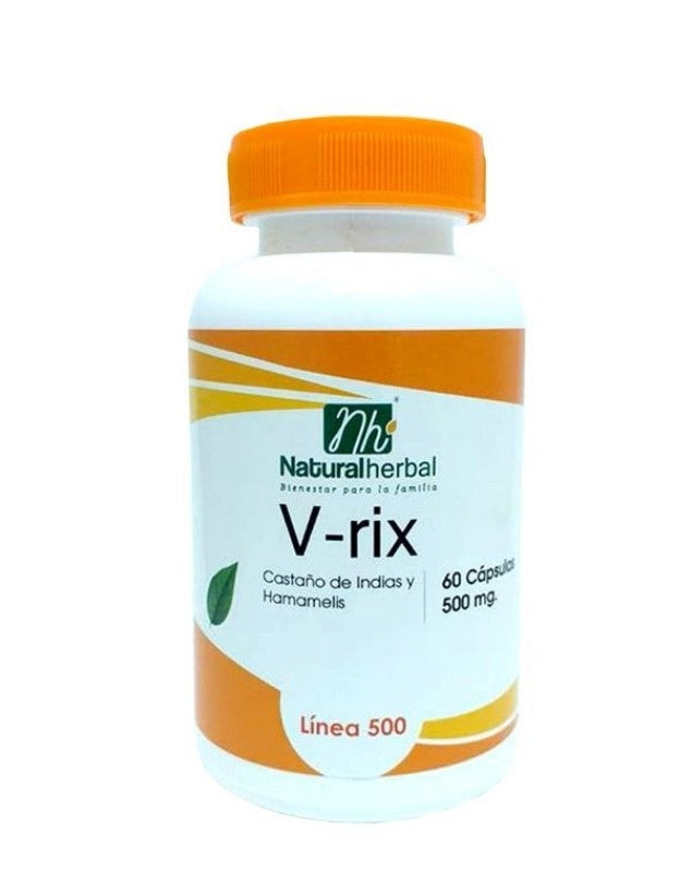 V-rix, Castaña de Indias y Hamamelis, 500 mg, 60 caps