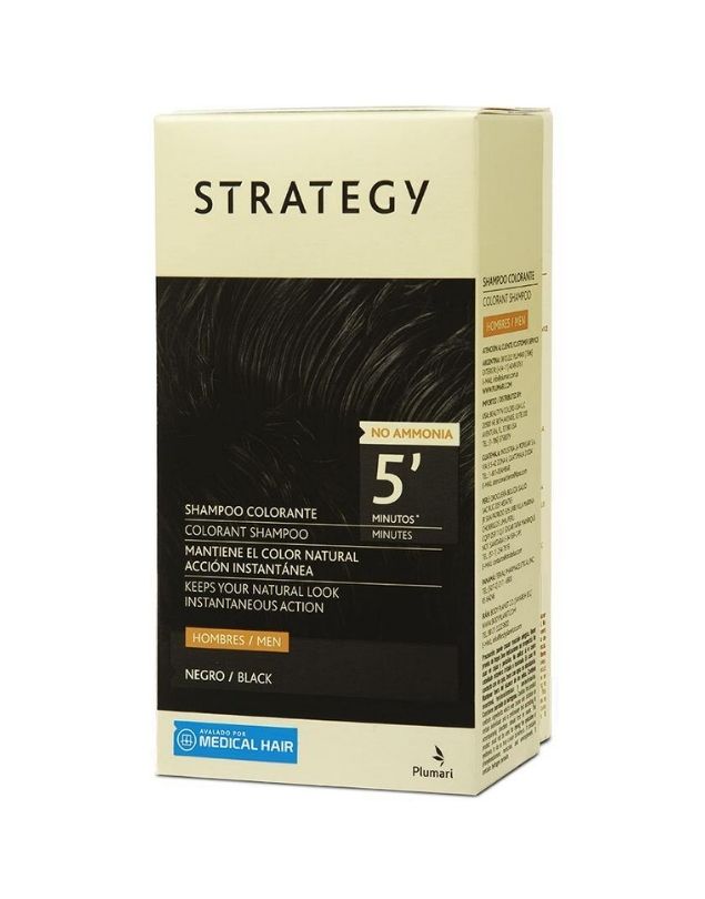 Shampoo Colorante Negro para Hombres, Efecto Inmediato, Shampoo + Aplicador 30 ml c/u