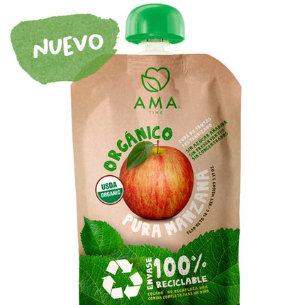 Puré Manzana Orgánico Envase Reciclable, 90 grs