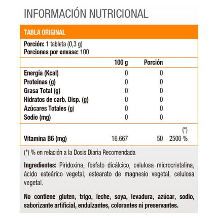 Vitamina B6, 50 mg. 100 tabs