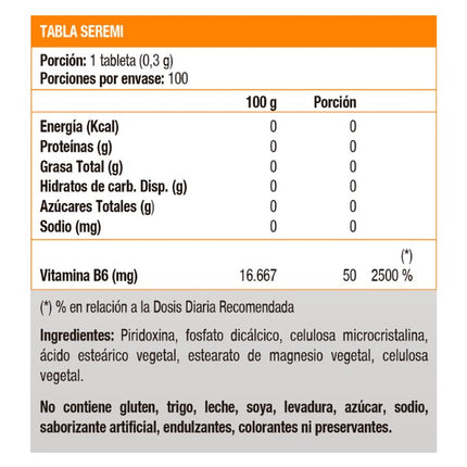 Vitamina B6, 50 mg. 100 tabs